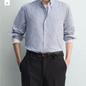 New Zara Button Down Small Blue Relaxed fit Men’s shirt cotton fabric. $79